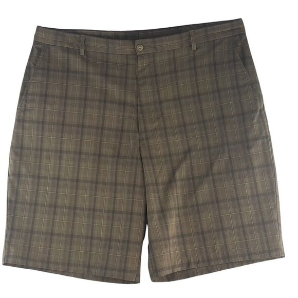 Slazenger Mens Plaid Golf Shorts Size 40 Brown Gray Polyester - Picture 1 of 11